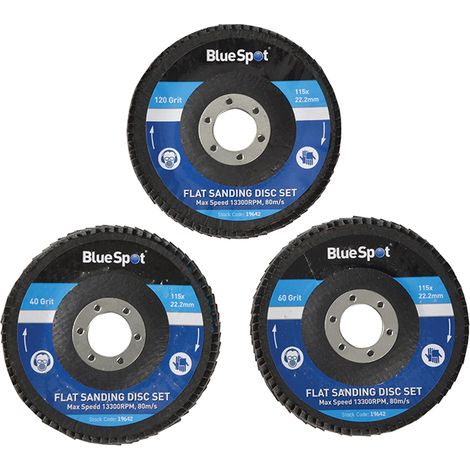 BlueSpot Tools 19642 Sanding Flap Disc Set 3 Piece 115mm (4.1/2in) B/S19642 (1/5)