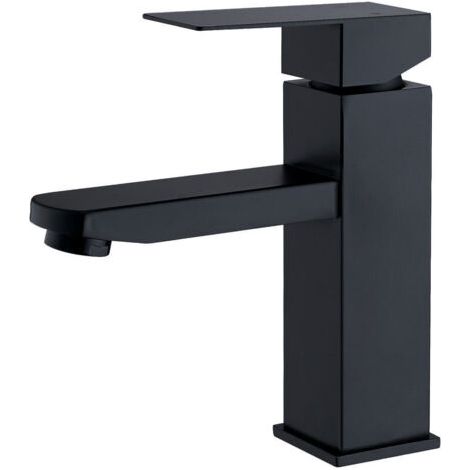Robinet de salle de bain noir, robinet d'eau chaude et froide, robinet de lavabo, mitigeur monocommande, robinet de lavabo WC invités, noir (1/5)