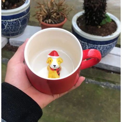 Tasse De Noël - Tasse En Céramique Avec Motif 3D De Bonhomme De Neige Et Père Noël - Pour Café Petit-Déjeuner Chocolat Chaud - 1 Pièce