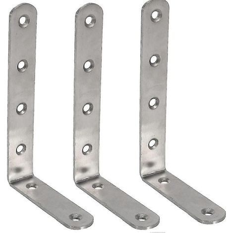 3 équerres de fixation d'étagère en acier inoxydable en forme de L, 125 x 75 mm (1/5)