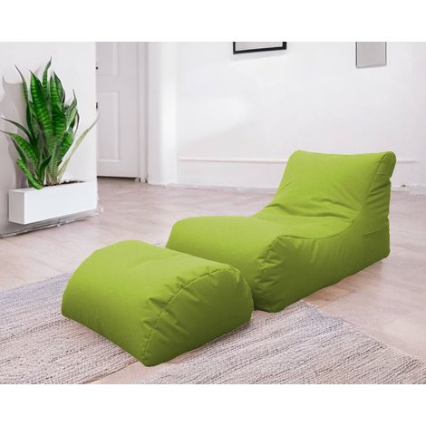 Dmora Chaise longue de salón moderno, Made in Italy, Sillón con reposapiés de nailon, Puf acolchado para dormitorio, 120x80h60 cm, Color verde, con embalaje reforzado (1/3)