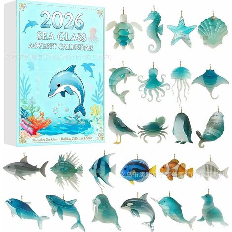 2026 SEA GLASS ADVENT CALENDAR Christmas Advent Calendar Acrylic Keychain - GJ853-03 -