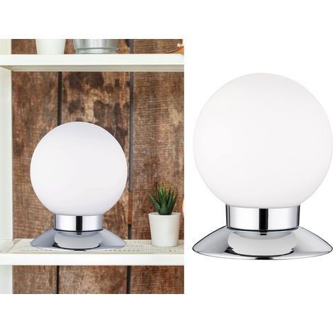 LED Tischleuchten 2er SET Chrom Glasschirm Weiß dimmbar Touch Sensor, Höhe 13cm (1/5)