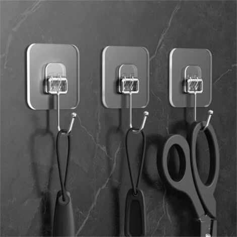 NALOOKAMIC Lot de 15 crochets adhésifs résistants, sans perçage, pour portes, fenêtres, cuisines, murs et vitres (transparent) (1/3)