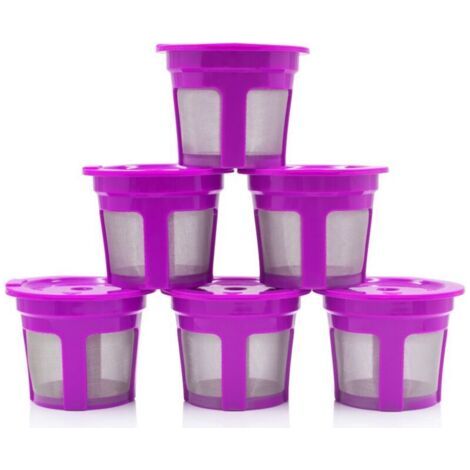 QORVA-Lot de 6 capsules de café K-Cup rechargeables et réutilisables, compatibles avec les machines à café Keurig 2.0 séries K200, K300, K400, K500 et K600 (violet) (1/4)