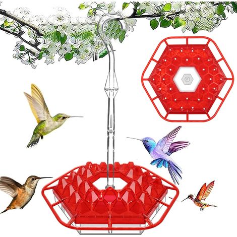 Mangeoire pour colibris Mangeoire hexagonale suspendue pour petits oiseaux Plateau d'alimentation pour oiseaux - Rouge (1/5)