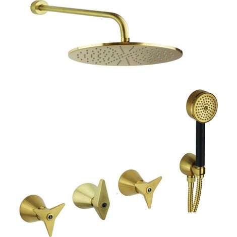 Composition de douche en laiton brossé avec 3 poignées Mamoli Gio Ponti KIGIOG2 (1/4)