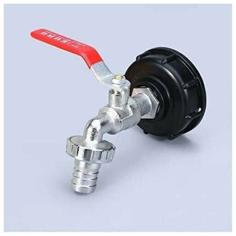 Robinet Cuve 1000L Robinet Recuperateur Eau De Pluie, Adaptateur De Réservoir d'eau IBC 1/2" Double Robinet Recuperateur Eau De Pluie,Robinet en Matériau en alliage Fabriqué en PP Filetage Gros.Gu.B/b