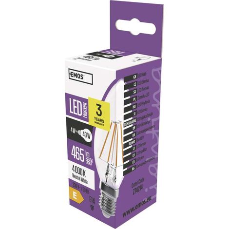 LED-Glühbirne Filament Kerze E14 neutralweiß 4 W (1/5)