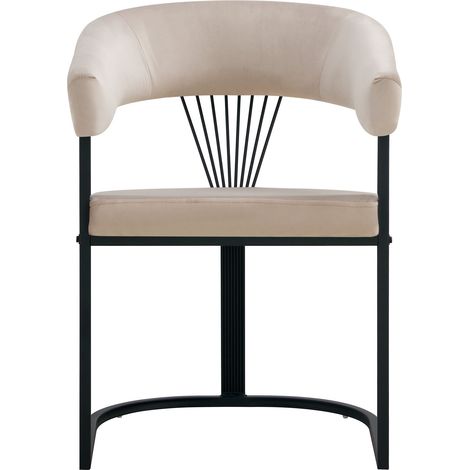 Lot de 2 Chaises avec Accoudoirs BRITTANY – Métal Noir & Velours – 58x55x83 cm (1/5)