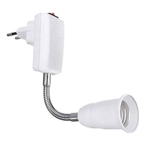 Douille E27 avec Interrupteur pour Lampe Murale Cuisine, AC 220V, Support Lampe Douille E27 à Poser, Spot Lampe Murale sans Fil pour Lampe de Lecture, Lampe de Garage (sans ampoule), Blanc (1/5)