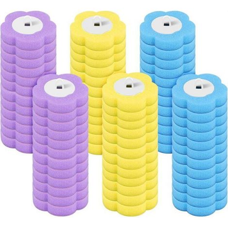 72 recambios desechables, cabezales de esponja y tela no tejida, limpieza 360°, fragancias de lavanda, limón y brisa marina, para baño. (1/5)