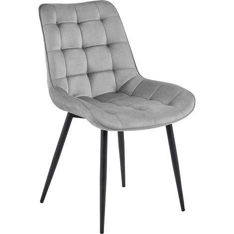 Chaise - Leobert - Bera - Velours Gris Clair/Pieds Noirs - 54 X 60 X 88 Cm (1/5)