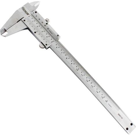 HOTECHE calibre acero carbono 150 mm , Calibre de acero de 150 mm Acero con alto contenido en carbono. Medidas: 150 mm x 0,02 mmEscala métrica y pulgadasIncluye estuche (1/3)