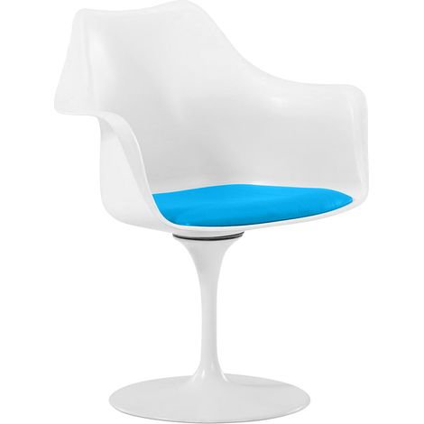 Privatefloor – Chaise de salle à manger pivotante blanche avec accoudoirs – Assise en simili cuir – Dimensions 60x70x84cm – Confort moderne (1/5)