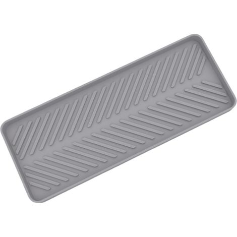 Support éponge pour évier – Plateau de rangement en silicone pour un stockage efficace et un séchage rapide (Salle de bain et cuisine) – Gris