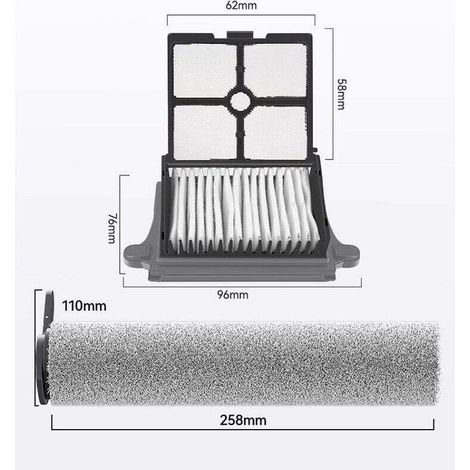 Ensemble d'accessoires pour Aspirateur Tineco Floor One S7 Pro - S6, 2 Rouleaux Brosses et 2 Filtres HEPA pour Floor One S7 Pro, Kit d'accessoires pour Aspirateurs Secs et Humides Sans Fil