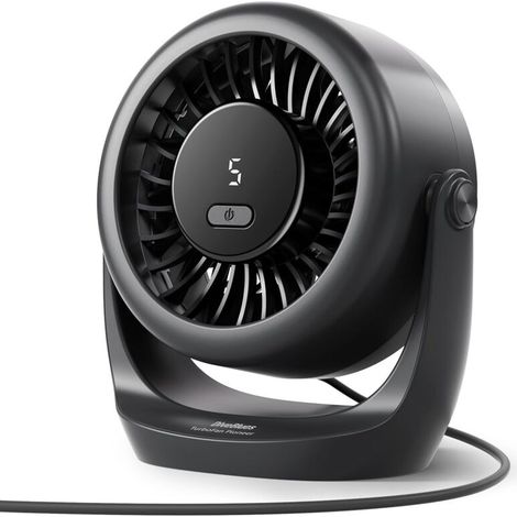 Ventilateur USB de Table. Puissant Jusqu'à 6 m/s. Affichage LED. 5 Vitesses. Rotation 360°. Mini Ventilateur Silencieux. Portable pour Maison. Bureau. Extérieur. Cuisine. Camping (1/5)