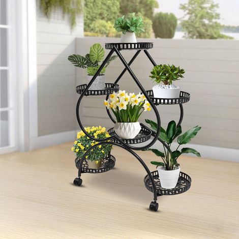 Herzförmiger Pflanzenständer 673380cm 6 Paletten-Metall Pflanzenständer Outdoor-Indoor Pflanzendisplay Garten Schwarz (1/5)