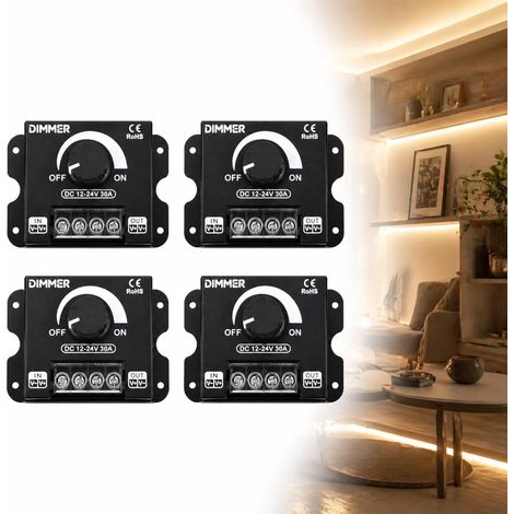 Variateur LED PWM 12V/24V DC 30A avec Interrupteur Marche/Arrêt et Boîtier Métallique pour Bandes Lumineuses Monochromes 5050, 3528, 5630 – Contrôle de Luminosité Précis (4) (1/5)