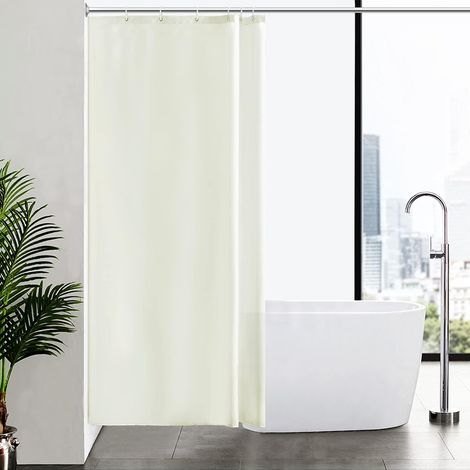 c Petit Rideau de Douche Tissu Imperméable Lavable en Polyester Anti Moisissure Rideau Douche Beige avec 6 Crochets 100x200cm pour Petite Salle de Bain (1/5)