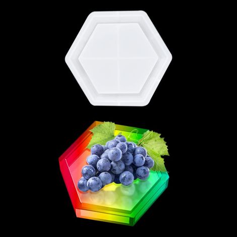 Moule Silicone Hexagonal - 13,1 x 11,6 cm - Pour Résine Époxy, Savons, Bougeoirs, Assiettes Fruits, Sous-verres - 1 Pièce