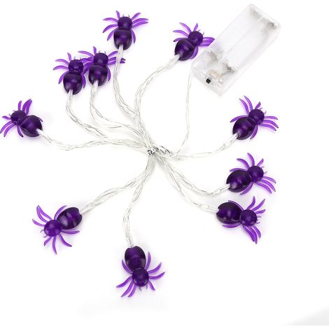 Guirlande lumineuse Halloween LED violette en forme d'araignée décorative pour fête festival décoration intérieur extérieur (1/5)