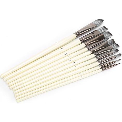 Lot 10 Pinceaux à Gouache en Nylon, Brosse Artistique Portable pour Peinture à l'Huile, Dessin, Kit de Peinture Multicolore (1/5)