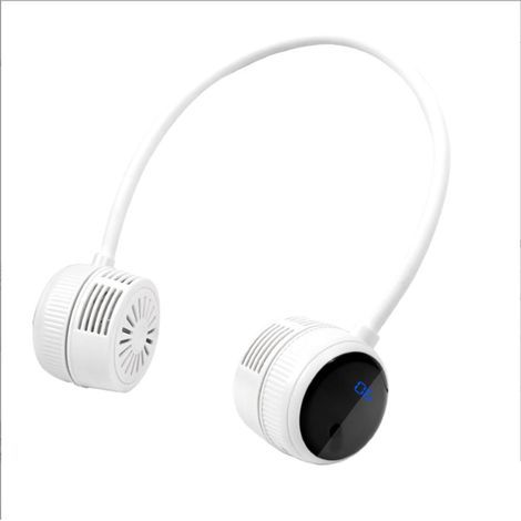 Ventilador de cuello - Ventilador de cuello portátil, sin aspas, silencioso y recargable para deportes al aire libre - Blanco - 1 unidad (1/5)
