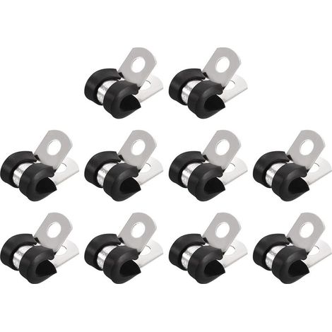 map Collier de Serrage 6mm 304 Inox Acier Caoutchouc 30pcs Amorti Isolé C Lampe Attache Grillage Rigide Sangle Clip Fixation Tube Tuyau 0 15 mm 15mm (1/4)