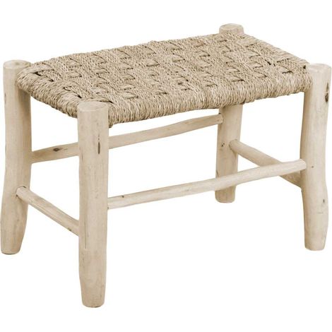Panchina da Giardino 60x40xh41 cm in Legno Seduta Impagliata Naturale
