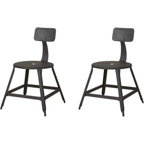 Set de 2 sillas de comedor LOFT metal negro asiento redondo (1/4)