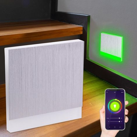 LED Treppenleuchte eckig Alu-gebürstet - Lichtfarbe: Smart Tuya RGB CCT 3W - Lichtaustritt: Orbis (1/5)