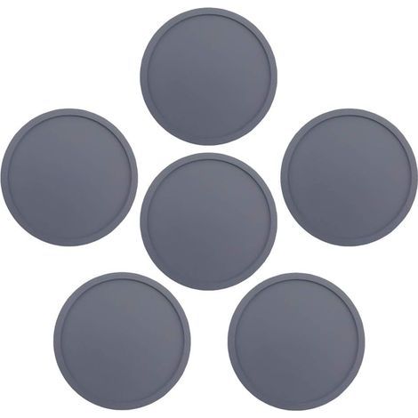 6-teiliges Set Silikon-Untersetzer, rutschfest, abwaschbar, für drinnen und draußen, Grau (1/5)