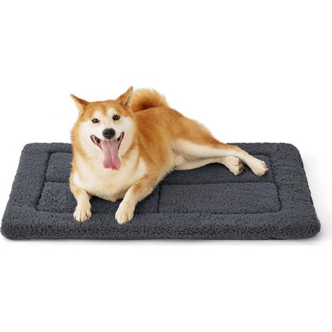 Tapis lavable pour chien de taille moyenne 89x56 cm, rembourrage mousse haute densité, polaire sherpa, gris foncé (1/5)