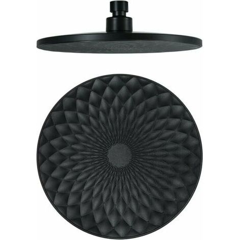 Soffione doccia rotondo da 9 pollici, soffione fisso a pioggia in ABS, risparmio idrico, alta pressione, attacco G1/2, nero (1/5)