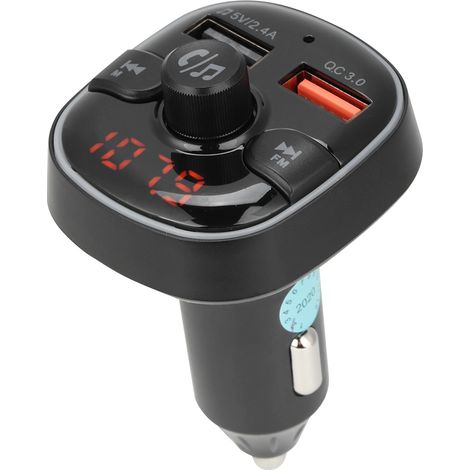 Autoradio Bluetooth FM Transmetteur Adaptateur MP3 Lecteur Mains Libres avec Chargeur Rapide QC3.0 USB Voiture (1/4)