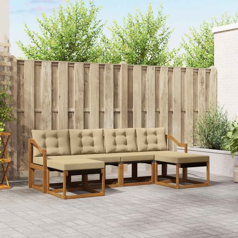 Outdoor-Sofagarnitur mit Kissen 6 pcs Natur und Beige