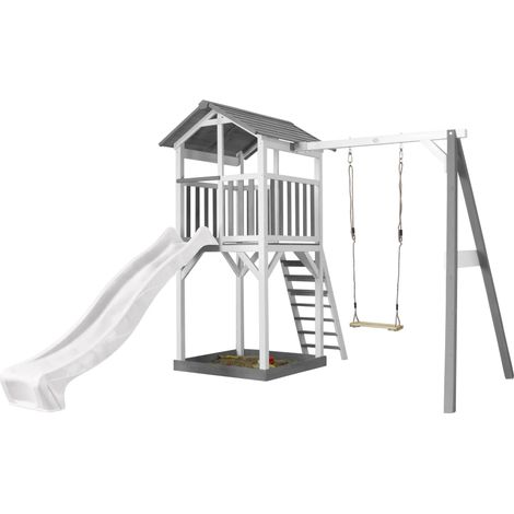 Torre de juegos Beach Tower con columpio individual - tobogán blanco (1/5)