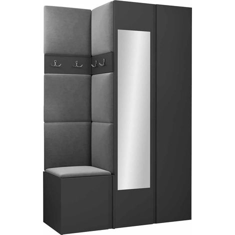 Conjunto para recibidor Pinis XXVI, Manila 16, 186x116x46cm, Espejo, Aglomerado laminado, Tapiz, Colocada, Montada en la pared