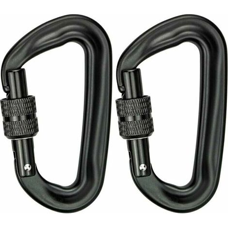 YMYNY 2 Pièces Mousqueton Clip Robuste 12KN (1200KG) Mousqueton d'Escalade Clips de Mousqueton à Anneau en D Clips de Mousqueton à Verrouillage par Torsion pour Gym Hamacs Yoga Swing Camping Porte-clé (1/4)