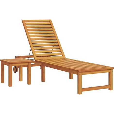Chaise longue  Transat  Bain de soleil Marron 202 x 53 x 89 cm Bois d'Acacia Massif (1/5)