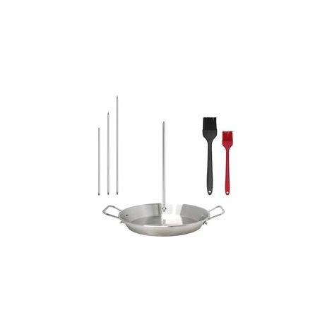 Gril vertical en acier inoxydable de 26,7 cm (10,5 po) avec brochettes amovibles et brosse — (1/5)