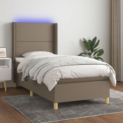 Boxspringbett mit Matratze & LED Dunkelbraun 90x200 cm Stoff (1/5)