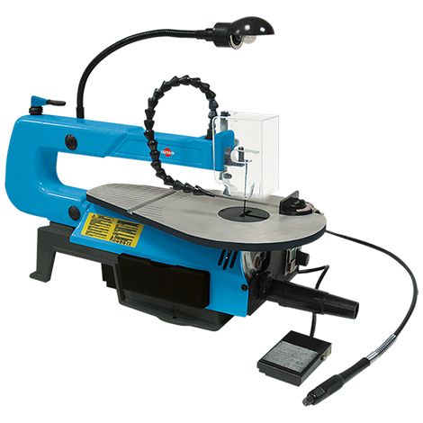 LEMAN - Sierra de Marquetería SAC407, 400 mm, Motor 90 W, Mesa Inclinable 45°, Control por Pedal, Microherramientas