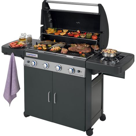 Barbecue se'rie 4 classique LS plus Dark DG me'thane et GPL en acier avec allumage pie'zoe'lectrique