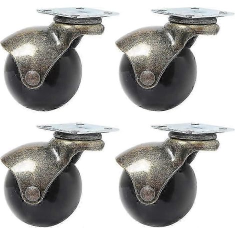 Un ensemble de 4 roulettes pivotantes à billes, roues couvertes pivotantes à 360 degrés, bronze vintage (1,5 pouces). (1/5)