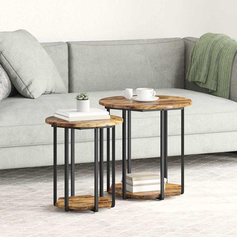 Beistelltisch-Set mit Regal 2 pcs Braun
