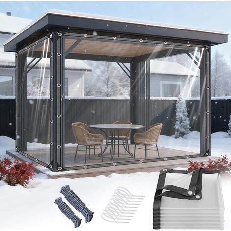 Bâche Transparente avec œillets 3x3m bâche Transparente en PVC bâche imperméable et résistante aux déchirures pour terrasse extérieure Balcon clapier Toit Poulailler (1/5)