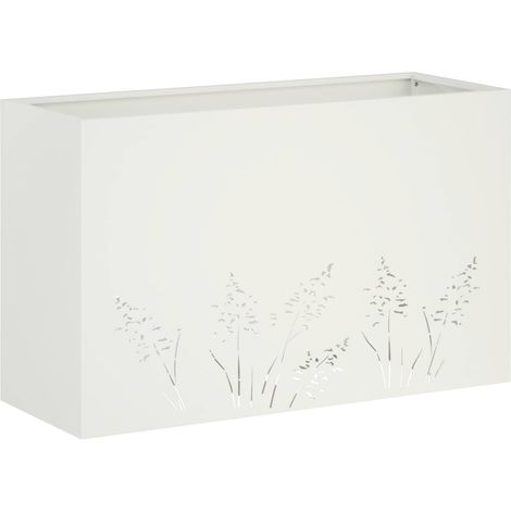 Cache-pot de jardin Blanc 80 x 20 x 49 cm Acier laminé à froid vidaXL (1/5)